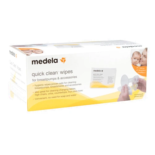 Medela Quick Clean Breast Pump And Accessory Wipes, 40 Count, Individually Wrapped Convenient And Hygienic On-The-Go Cleaning Of Tables, Countertops, Chairs, And More