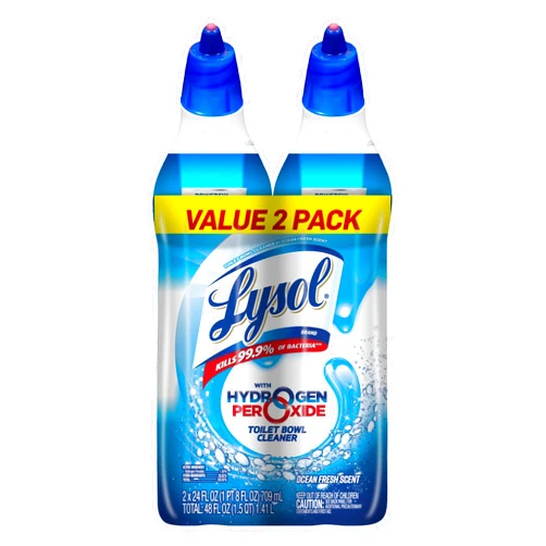 Lysol Toilet Bowl Cleaner Gel, For Cleaning and Disinfecting, Bleach Free, Ocean Fresh Scent, 24oz (Pack of 2)