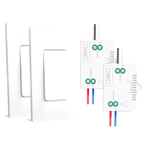 Milfra 2 Pack Wireless Light Switch and Receiver Kit（2 Pack） Self-Powered(No Battery Required),Wireless Light Switch No WiFi Needed Outdoor Indoor Remote Control Lighting Switch Fixture for Lights