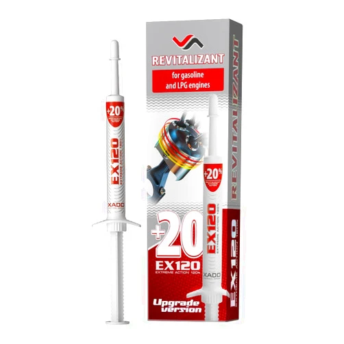 XADO EX120 Motor Oil Additive - Engine Restore - Ceramic-Metal Coating and Revitalizant - Oil Treatment for High Mileage Engines - Restores Worn Metal Parts - for Gas and LPG Vehicles (Syringe 8 ml)