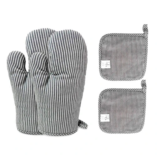 CoekMoed 4Pcs Oven Mitts and Pot Holders, Heat Resistant Oven Mitts Set with Pothholder,Heat Resistant Microwave Gloves Safe for Baking,Cooking, BBQ