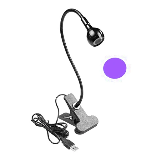 Lishumei UV Nail Lamp, UV Light for Nails UV LED Light Fixtures with Gooseneck and Clamp Mini Desk Light Clamp Portable Gooseneck for Outdoor Stall Gel Nail Curing, 5V USB Input (Black,Round Head)