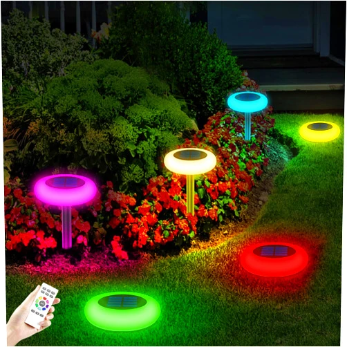 Lightonight Colorful Solar Colorful Solar Lights Outdoor, Color Changing Solar Lights with Remote, Colorize Pathway Lights Solar Garden Lights for Landscape Walkway Patio Yard Pool