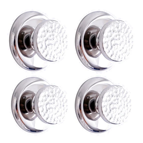 Wodlo Pack of 4 Towel Hooks - Adhesive, Ideal for Hanging Robes, Coats, and Hats, Round Ceramic Design in Silver