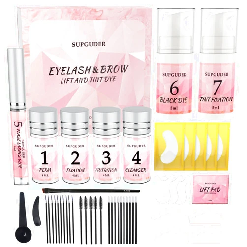 SUPGUDER 2025 4in1 Lash Lift and Brow Lamination Kit with Long-Lasting Black Color for 6-8 Weeks, Eyelash & Eyebrow Perm DIY Professional Kit,Easy to Use at Home & Salon