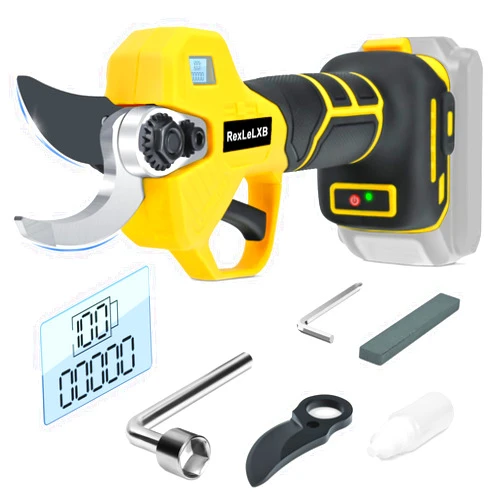 RexLeLXB Cordless Electric Pruning Shears for DeWalt 20V Battery, Brushless Tree Pruner with LCD&SK5 Blades, Adjustable Cutting Dia. 0.8-1.2 Inch for Gardening, Tree Pruning(NO Battery)