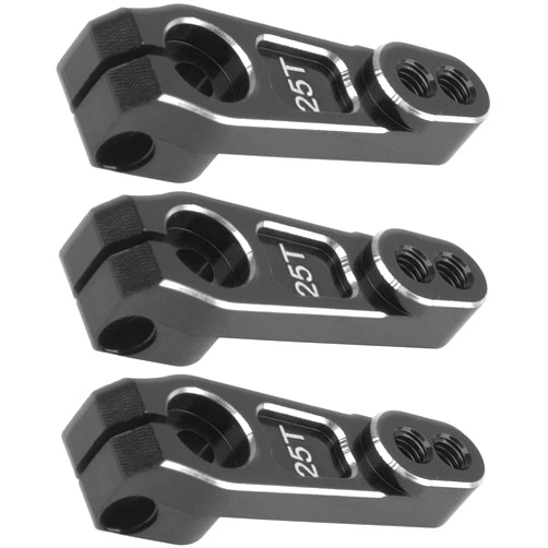 Share Goo ShareGoo 3Pcs Metal 25T Servo Horn 25 Teeth Steering Servo Arm M3 Threads Compatible with Futaba Savox Power HD HSP Servos Motor Fit for 1/8 1/10 RC Off Road Crawler Drift Car Boat (Black)