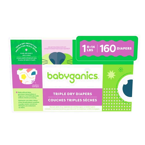 Babyganics Diapers, Size 2, 76 ct, Ultra Absorbent Diapers