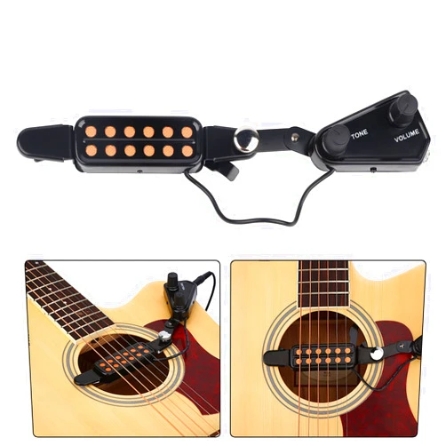 Domigard Guitar Pickups, 12 Sound Hole Acoustic Guitar Pickup,Magnetic Pickup Transducer with Volume Tone Tuner Kit for Acoustic Guitar