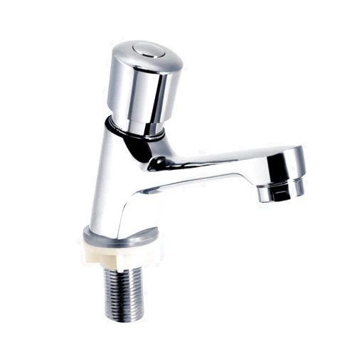 Tyenaza Water Saving Time Delay Faucet, Public Ktchen Bathroom Chrome Plated Self Closing Basin Sink Tap Water Saver Faucet for Home or Outdoor Single Cold