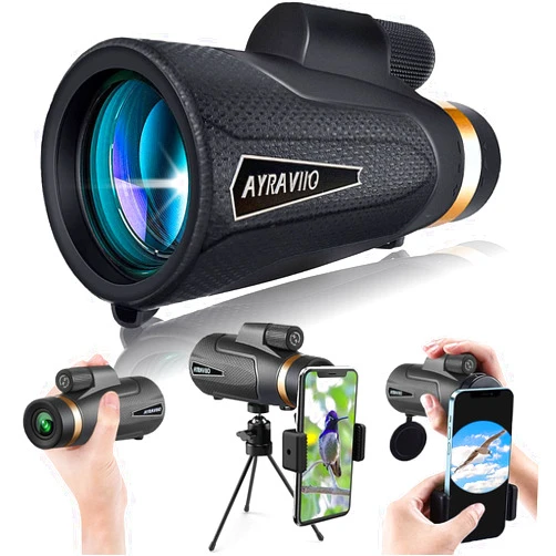 AYRAVIIO Birthday Gifts for Men Dad Husband Him Young, 12x60 Powerful Monocular Telescope with Phone Adapter & Tripod, SMC & BAK4 Prism, for Fathers Day, Hiking Gifts for Outdoors Lover