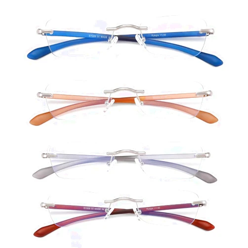 Ryegis Lightweight Flexible Reading Glasses for Women, Rimless 4 Pack Blue Light Blocking Computer Readers Eyeglasses UV 400