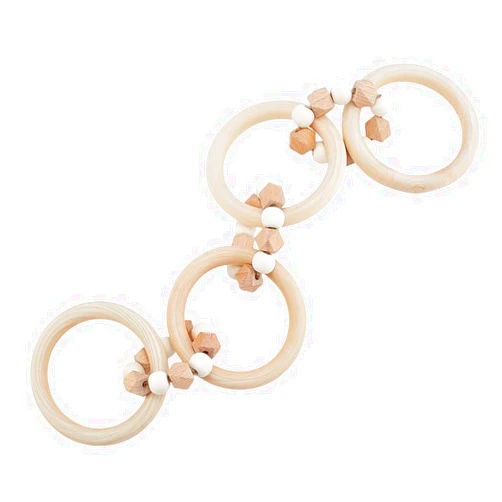 PH PandaHall Wood Chain Link 7 Link Wooden Decorative Knot Rustic Style Chain Decor Natural Link Decor with Beads for Home Book Shelf Farmhouse Boho Coffee Table Centerpiece, 13.7 Inch Long