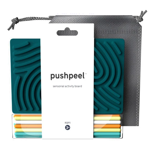 Pushpeel Sensory Activity Board: Silicone Fidget Toy for Calming, Stress, Anxiety, ADHD & Autism | Silent, No Mess | Kids 3+ & Adults | Includes Portable Travel Bag & 11 Strings