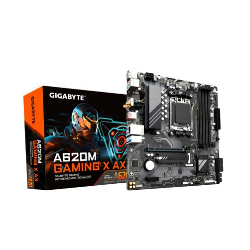 GIGABYTE A620M GAMING X AX (Rev. 1.1) AM5 LGA 1718 AMD A620 M-ATX, DDR5, PCIe 4.0 M.2, PCIe 4.0, USB 3.2 Gen1x2 Type-C, Wi-Fi 6E, Realtek 1GbE LAN, Q-Flash Plus, PCIe EZ-Latch