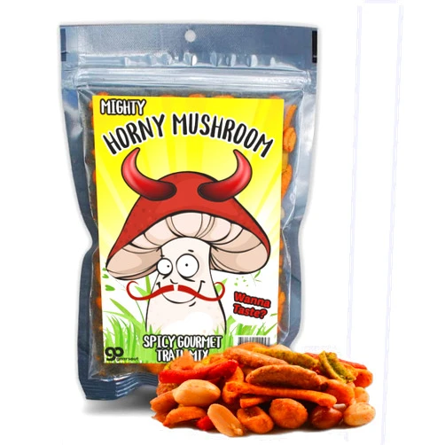 Gears Out Horny Mushroom Gourmet Trail Mix - Premium Food Gifts for Men - Funny Gag Gift for Mushroom Lovers - Spicy Snack Basket Idea for Adults - Stocking Fillers Women
