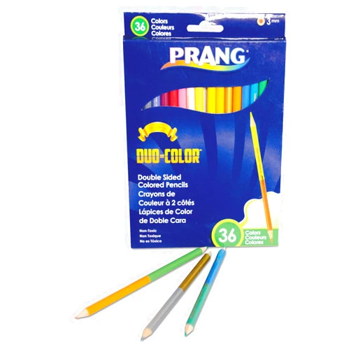 Prang 22118 Duo-Color Colored Pencil Sets, 3 mm, 2B (#1), Assorted Lead/Barrel Colors, 18/Pack