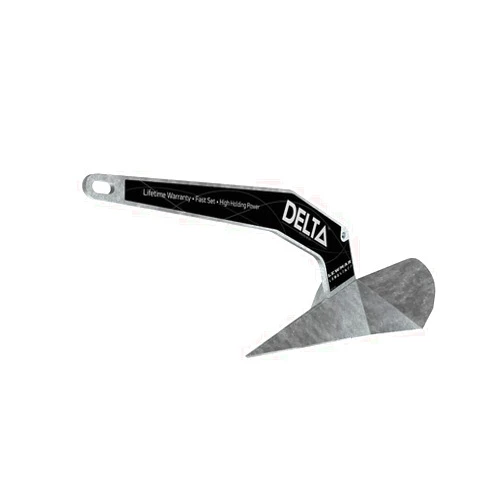 Lewmar Galvanized Steel Delta Anchor 9 lbs. for Boats 12'- 21', Lead ballasted tip for Quick Setting, Integrated Eye for Trip line, Measures 20-1/4