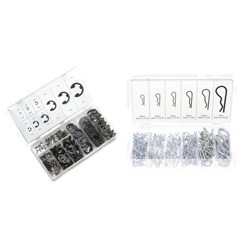NEIKO 50455A E-Clip Assortment Set | 300 PCS, 9 SAE Sizes, Heat Treated External Retaining Clips, 1/16
