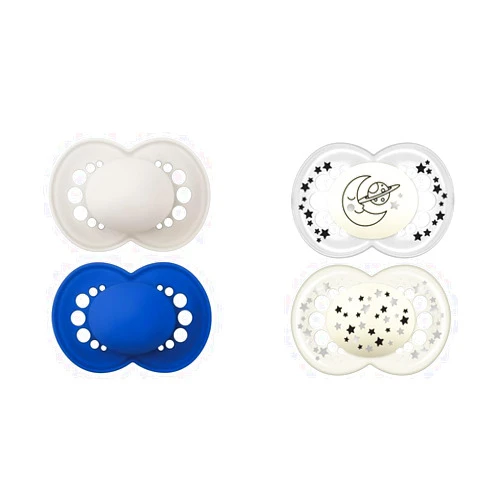MAM Original Matte Baby Pacifier 2 Count, Night Pacifiers 2 Count - Silicone Nipple, Self Sterilizing Case, Unisex 6-16+ Months (Pack of 1)