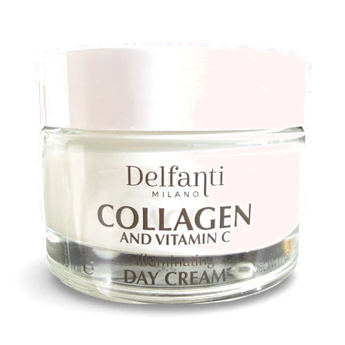 Delfanti-Milano • COLLAGEN and VITAMIN C • Illuminating Day Cream • Face and Neck Moisturizer with pure Hyaluronic Acid • Made in Italy • 1.7 oz