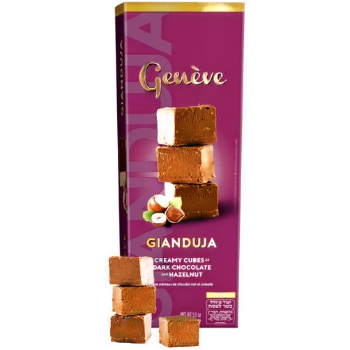 Gefen Geneve Gianduja Creamy Dark Chocolate and Hazelnut Cubes, 5.5oz | Premium, Rich Taste | You Wont Beleive It's Dairy Free! | Kosher (Including Passover)