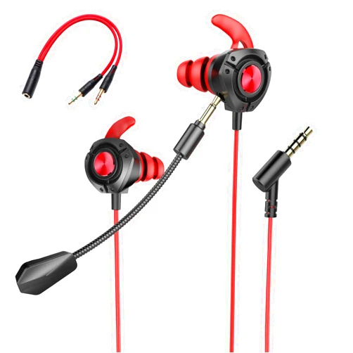 KAHEAUM Gaming Earbuds with Microphone,Stereo Headphones Deep Bass Earphones Sport Earbuds Wired Detachable Noise Cancelling Gaming Headset for Mobile Games Phones PC PS4 Xbox One Playstation 5-Black