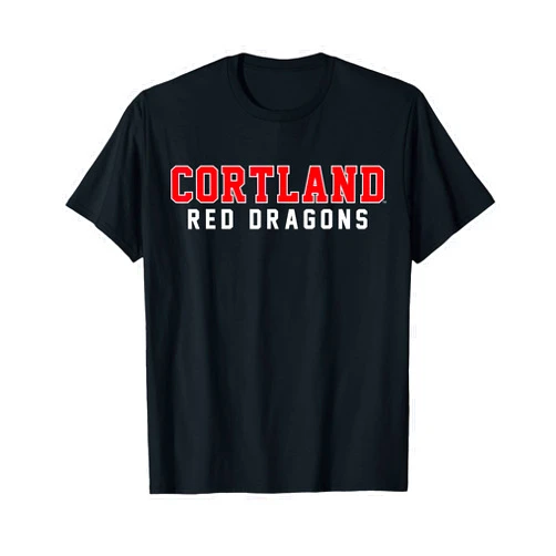 SUNY Cortland Red Dragons Fan Gear by Steve State SUNY Cortland Red Dragons Classic Stacked Collegiate Text T-Shirt