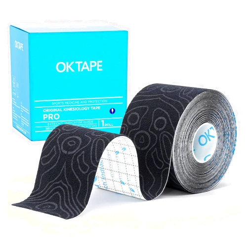 OK TAPE PRO Kinesiology Tape, 2inch x Long Roll 16ft Free Cut Tape, Elastic Athletic Tape Therapeutic Latex Free, Black+Black