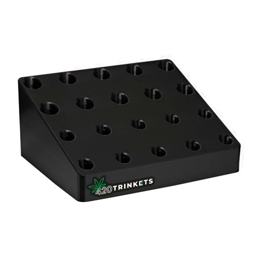 420 Trinkets Slide Stand - Store 20 Bowls - 14mm 18mm 10mm (Black, Half 14mm Half 18mm)