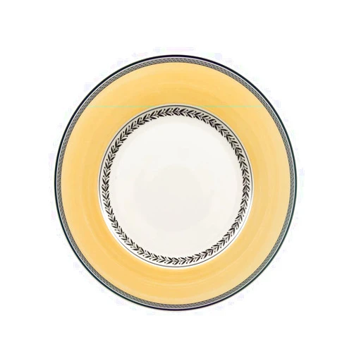 Villeroy & Boch Audun Fleur Dinner Plate, 10.5 in, Premium Porcelain, White/Gray/Yellow