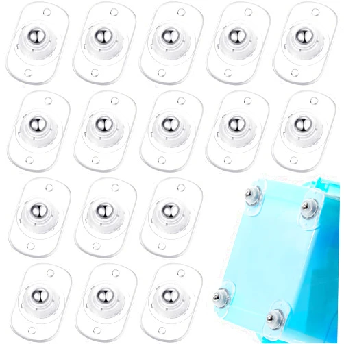 Honoson 16 Pcs Self Adhesive Caster Wheels Appliance Rollers Appliance Sliders for Kitchen Appliances 360° Swivel Universal Wheel Mini Small Kitchen (Clear with 1 Steel Ball Style)