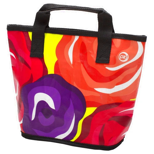Zak Designs Planet Zak Stella Woven Lunch Tote with Key Ring, Floral Rose Design