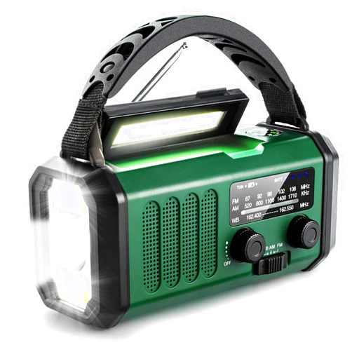 Aivica Emergency Hand Crank Radio with 10000mAh/37000mWh Battery Backup, NOAA/AM/FM Weather Radio, Type-C Charge,Solar Charging,SOS, 3 Modes LED Torch, Reading Lamp, Compass for Outdoor Survival
