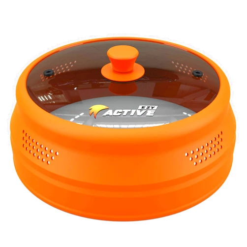 EZY ACTIVE Collapsible Microwave Cover for Food - Silicone and Glass Splatter Guard Lid for 6-12 inch Plates & Bowls, Dishwasher Safe, Heat Resistant, BPA-Free, Orange