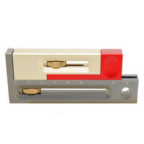 KZU Table Saw Slot Adjuster, Mortise and Tenon Tool, Aluminum Alloy Measuring Block, Movable Ruler, Saw Slot Measuring Gauge, Table Woodworking Tool for Length Compensation
