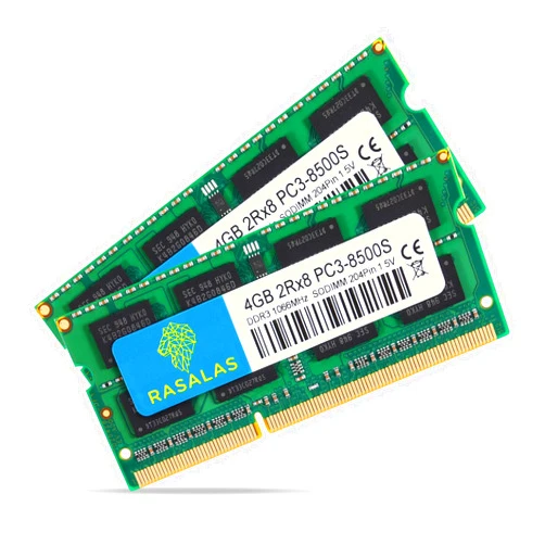 RASALAS 8GB Kit (2 x 4GB) PC3-8500 DDR3 1066 Mhz 1067 MHz 8500s SODIMM RAM Laptop Memory Upgrade for Notebook 204PIN 1.5V Memory