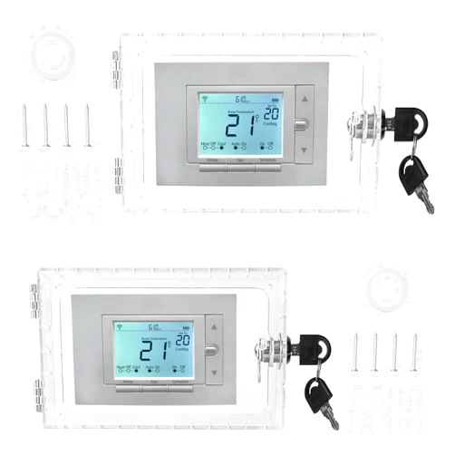 NAIXUEC 2Pack AC Thermostat Lock Box with Lock, Clear Thermostat Cover with Key, Home Lock Box for Thermostat on Wall, Fit for Home, Apartment, Office, School (2)