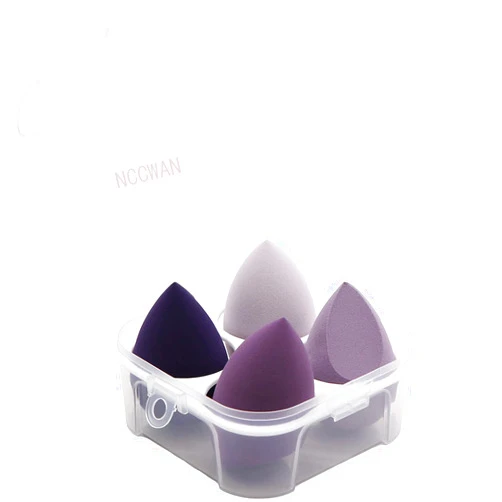 NCCWAN 4 Pcs Makeup Sponge Beauty Blender Set - Makeup Sponges For Foundation Blender with Egg Case, Flawless for Cream, Powder and Liquid (Purple)