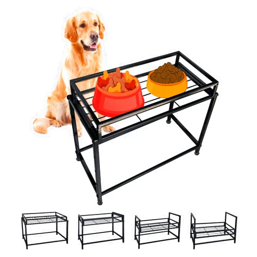 Tookincmo Lifted Dog/Cat Bowl Stand, Raised Dog Bowl Holder for Existing Bowls, 4 Adjustable Heights for Puppy, Small, Medium and Large Size Dogs.