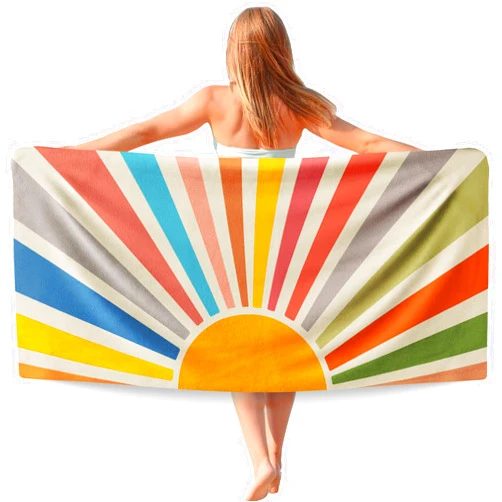 WAITPI Boho Colorful Sun Sunshine Beach Towel, Sunrise Sunset Microfiber Beach Towels Oversized 30x60 Inch for Bathroom, Boho Quick Dry Travel Sand Free Beach Towel Decor for Swimming Pool Camping