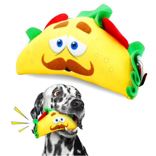 SPOT Fun Food Taco Plush Dog Toy with Squeaker - Interactive Soft, Squeaky Toy for Dogs and Puppies, Keeps Pets Entertained, Cute and Funny Chew Toy Made with Soft Fabric - 6in