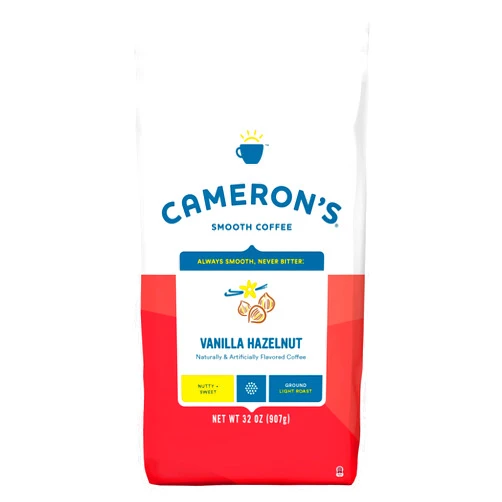 Cameron's Coffee Roasted Ground Coffee Bag, Flavored, Vanilla Hazelnut, 32 Ounce, (Pack of 1)