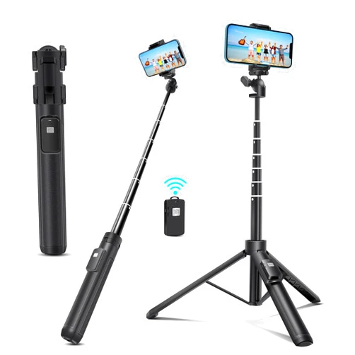 Bluehorn Extendable 62 inches Aluminum Alloy Selfie Stick Phone Tripod Stand New Model with Wireless Remote Shutter Compatible with All Cell Phones/Live Stream/Vlog/iPhone 16/15/14/13/Android