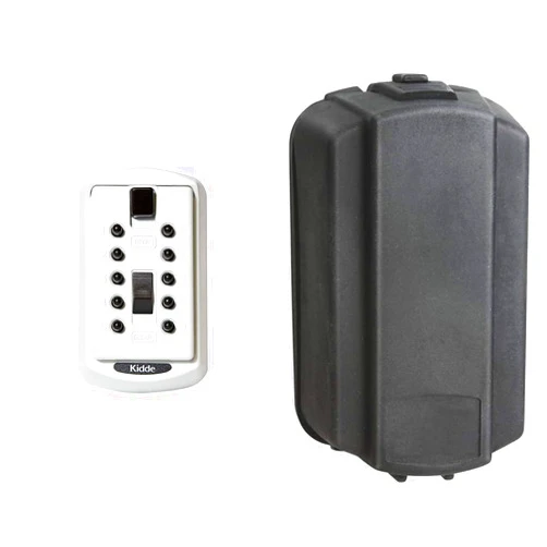 Kidde AccessPoint KeySafe Original Slimline Push Button Combination Permanent Key Lock Box Bundle with Weather Cover