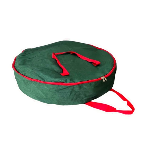XXXLION 30 Inch Christmas Wreath Storage Bag with Red Handles, Holiday Container with Reinforced Handle Tear Resistant, Oxford Material, Dual Zipper for Xmas Holiday