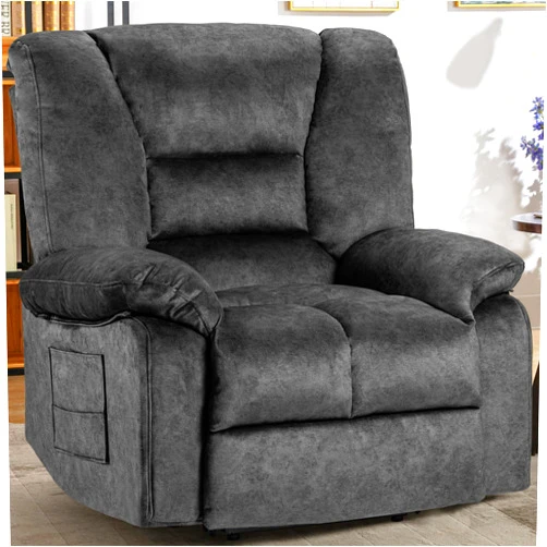 HRVEOCEI Fabric Lazy Boy Recliner Chair for Bedroom, Manual Reclining Chairs for Adults，Grey Recliner Chair with Adjustable Backrest & Foootrest/Overstuffed Cushion, Havy Duty (Grey)