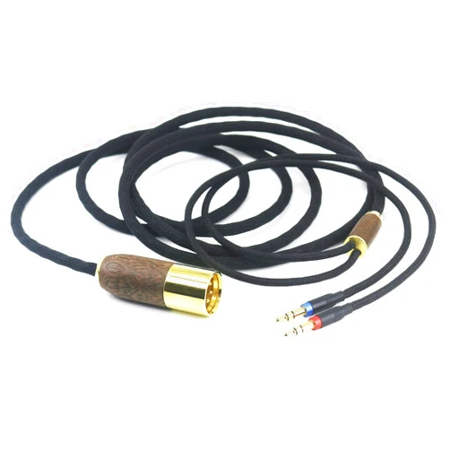 NewFantasia 10ft 4-pin XLR Balanced Cable 6N OCC Copper Silver Plated Cord Walnut Wood Shell Compatible with Hifiman Ananda, Sundara, Arya, HE400SE, HE4XX, HE-400i Headphone (2 x 3.5mm Version)
