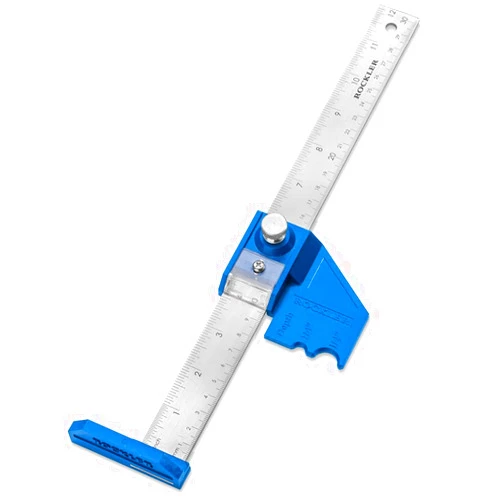 Rockler 12” Router Bit Center/Depth Gauge Tool – Steel Gauge Woodworking Measuring Tools – Router Bits Depth & Height Tool – Accurate Router Height Gauge for Shank Tools – Ideal for Dados & Flutes