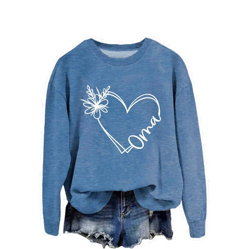 TZIUNGK Oma Sweatshirt Funny Love Heart Graphic Shirt Mom Life Sweater Women Crewneck Mama Grandma Long Sleeve Pullover Tops